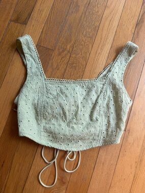 Altar’d state light green eyelet cropped lace up top